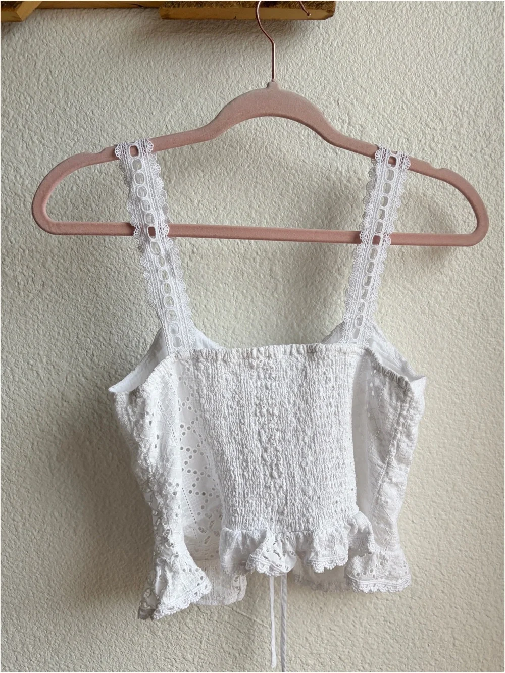 White Cotton Eyelet Peplum Corset Top Medium - Picture 2 of 5